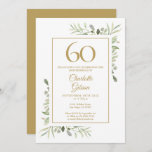 Elegant Gold Waterverf Greenery 60th Birthday Kaart<br><div class="desc">Met delicate bladeren van de waterverf,  kan deze chic 60th verjaardagsuitnodiging gepersonaliseerd worden met je speciale verjaardagsinformatie,  met een gouden achtergrond aan de achterkant. Ontworpen door: Thisnotme©</div>