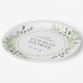 Elegant Gold Waterverf Greenery Couples Shower Papieren Bordje (Gekanteld)