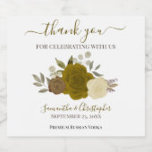 Elegant Gold Waterverf Rozen Weddenschap Hartelijk Likeurfles Etiket (Enkel label)