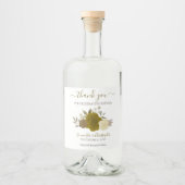 Elegant Gold Waterverf Rozen Weddenschap Hartelijk Likeurfles Etiket (Voorkant)