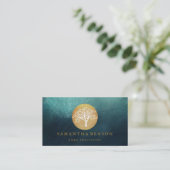 Elegant Gold Waterverf Tree Yoga en Meditation B Visitekaartje (Staand voorkant)
