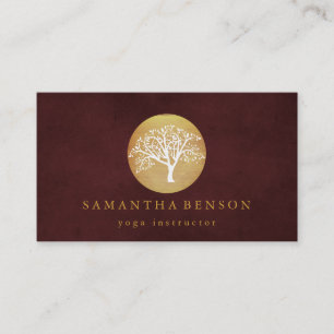 Elegant Gold Waterverf Tree Yoga en Meditation B Visitekaartje