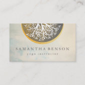 Elegant Gold Waterverf Tree Yoga en Meditation B Visitekaartje (Voorkant)