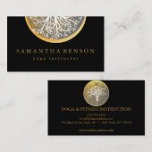 Elegant Gold Waterverf Tree Yoga en Meditation Visitekaartje (Voorkant / Achterkant)