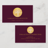 Elegant Gold Waterverf Tree Yoga en Meditation Visitekaartje (Voorkant / Achterkant)