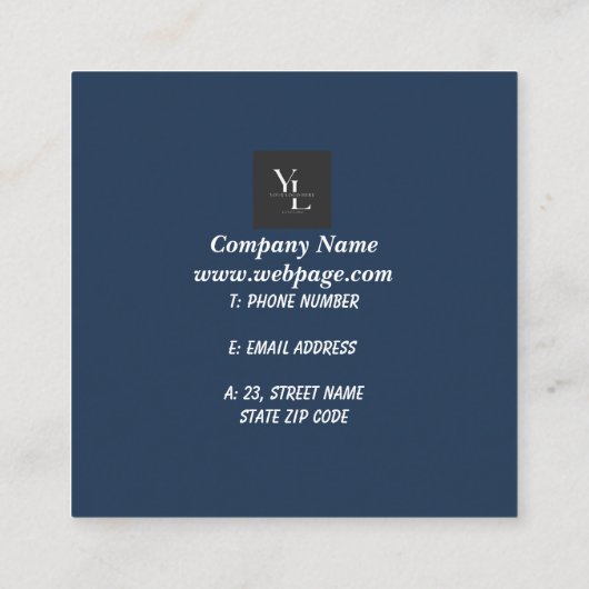 Elegant Gold Wave Blauw & Blauwgroen Logo Dank u Informatiekaartje (Achterkant)