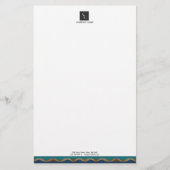 Elegant Gold Wave Blue Blauwgroen Logo Business Briefpapier (Voorkant)