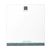 Elegant Gold Wave Blue Blauwgroen Logo Business Notitieblok (Voorkant)