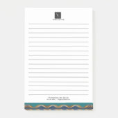 Elegant Gold Wave Blue Blauwgroen Logo Business Post-it® Notes (Voorkant)