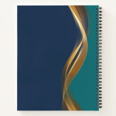 Elegant Gold Wave Blue Blauwgroen met Business Log Notitieboek (Achterkant)