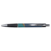 Elegant Gold Wave Blue Blauwgroen met Business Log Pen (Achterkant)