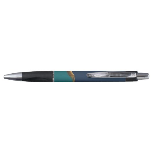 Elegant Gold Wave Blue Blauwgroen met Business Log Pen (Achterkant)