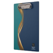 Elegant Gold Wave Blue Blauwgroen met Logo Klembord (Links)