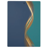 Elegant Gold Wave Blue Blauwgroen met Logo Klembord (Achterkant)
