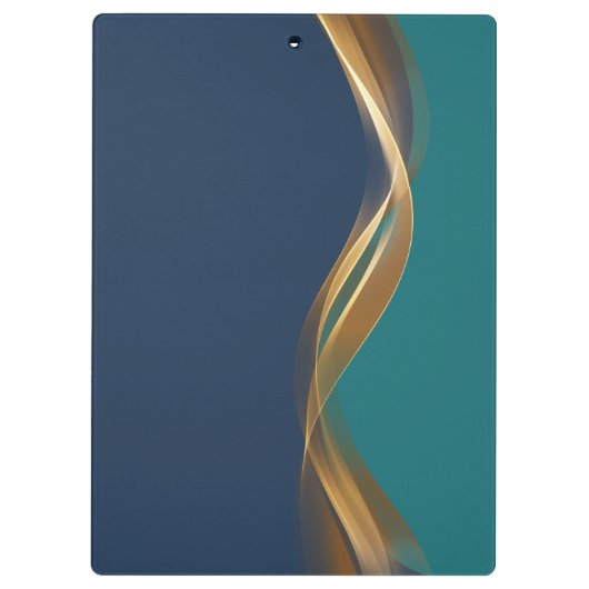 Elegant Gold Wave Blue Blauwgroen met Logo Klembord (Achterkant)