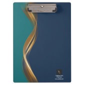 Elegant Gold Wave Blue Blauwgroen met Logo Klembord (Voorkant)