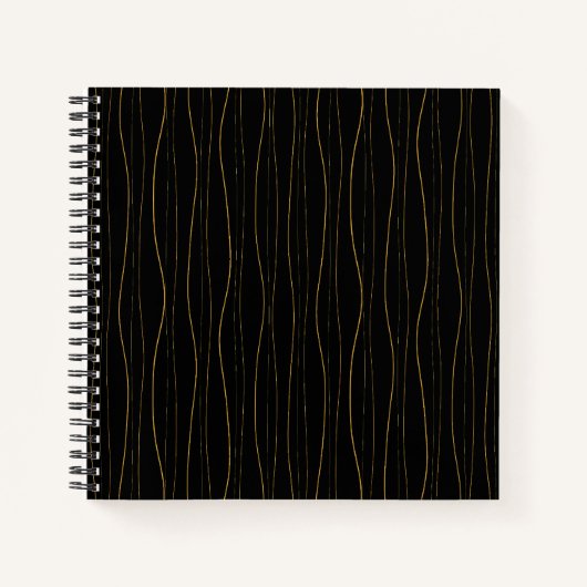 Elegant Gold Wavy Lines Pattern Notitieboek (Voorkant)