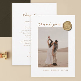 Elegant Gold Wax Seal Foto Weddenschap Hartelijk d Bedankkaart