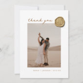 Elegant Gold Wax Seal Foto Weddenschap Hartelijk d Bedankkaart (Voorkant)