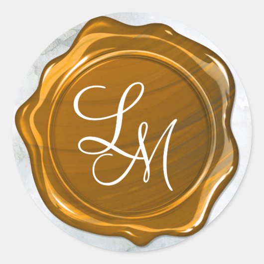 Elegant Gold Wax Seal Monogram Ronde Sticker (Voorkant)