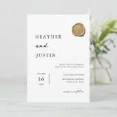 Elegant Gold Wax Seal Unieke huwelijksuitnodiging Kaart (Staand voorkant)