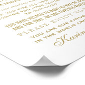 Elegant Gold Weddenschap Bedankt voor je berichtje Poster (Hoek)