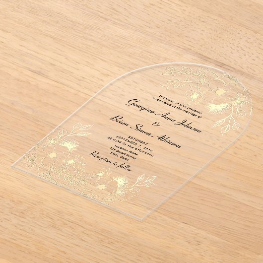 Elegant Gold Wedding Acryl Uitnodigingen (Laagn)