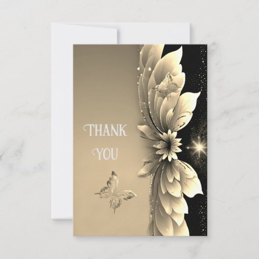 Elegant Gold Wedding Bedankkaart (Voorkant)
