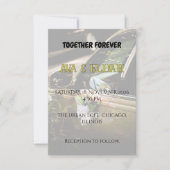 Elegant Gold Wedding Car Handle Peach Rose  Kaart (Voorkant)