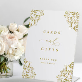 Elegant Gold Wedding Cards & Gifts Sign Reclamebord Met Voetstuk