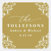 Elegant  Gold Wedding Classic Vierkante Sticker (Voorkant)