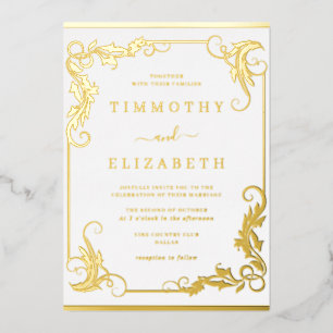 Elegant  Gold Wedding Folie Uitnodiging
