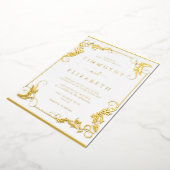 Elegant  Gold Wedding Folie Uitnodiging (Gedraaid)