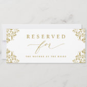 Elegant Gold Wedding Gereserveerd Stoel of Row Sig (Voorkant)