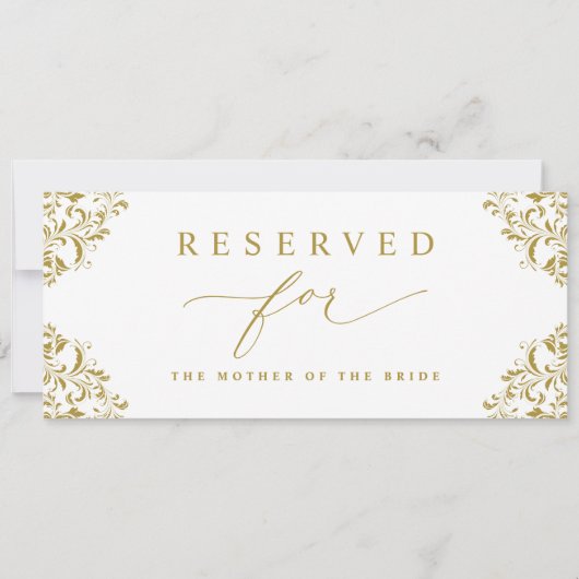 Elegant Gold Wedding Gereserveerd Stoel of Row Sig (Voorkant)