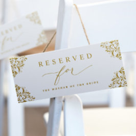 Elegant Gold Wedding Gereserveerd Stoel of Row Sig