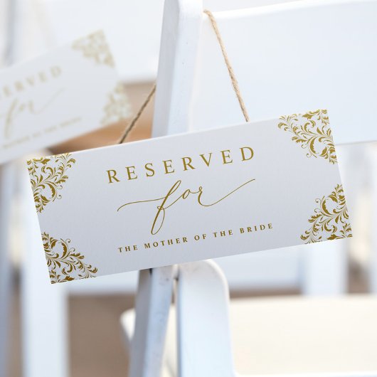 Elegant Gold Wedding Gereserveerd Stoel of Row Sig