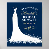 Elegant Gold Wedding Gown Vrijgezellenfeest Welkom Poster (Voorkant)