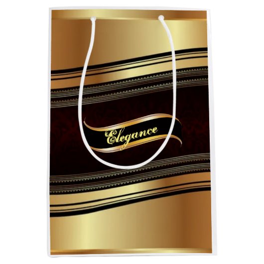 Elegant Gold Wedding Groomsmen Gift Bag Medium Cadeauzakje (Voorkant)