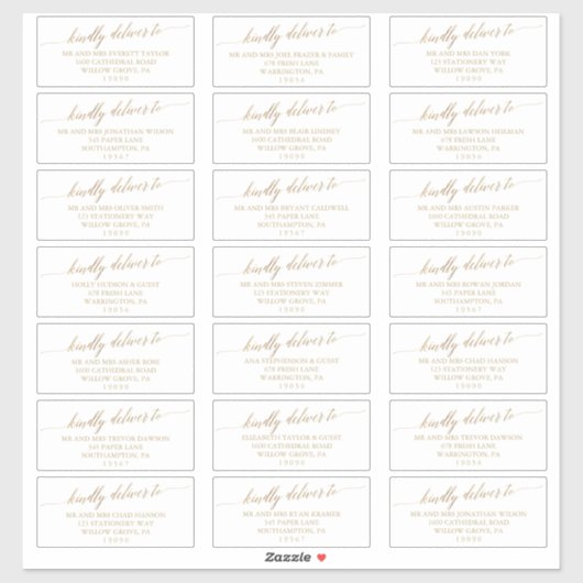 Elegant Gold Wedding Guest Adresetiketten Sticker (Vel)