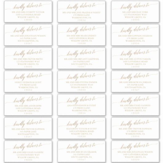Elegant Gold Wedding Guest Adresetiketten Sticker (Voorkant)