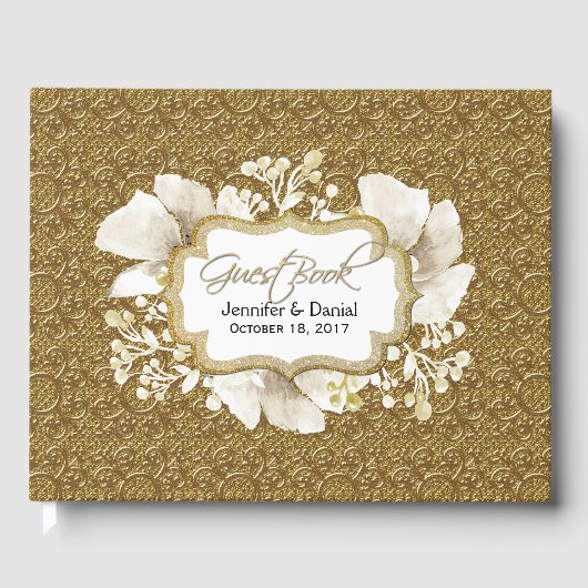 Elegant Gold Wedding Guest Book Gastenboek (Voorkant)