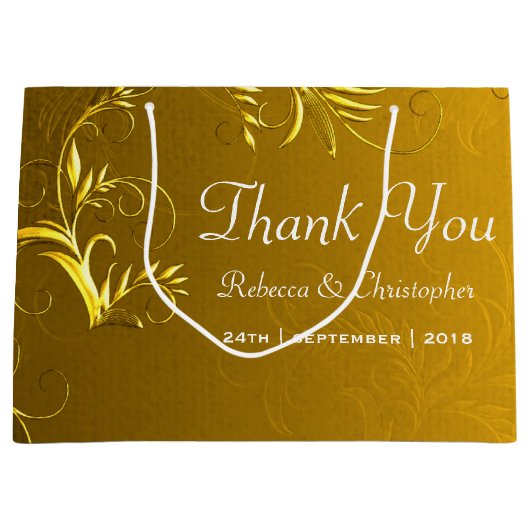 Elegant Gold Wedding Hartelijk dank Groot Cadeauzakje (Voorkant)