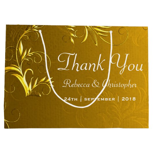 Elegant Gold Wedding Hartelijk dank Groot Cadeauzakje (Achterkant)