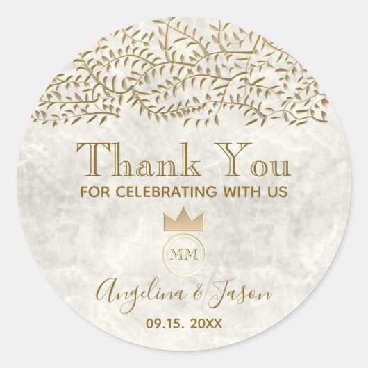 Elegant Gold Wedding Hartelijk dank Ronde Sticker (Voorkant)