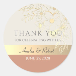 Elegant Gold Wedding Hartelijk dank Ronde Sticker