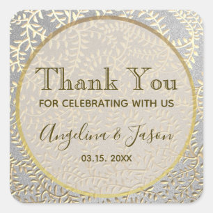 Elegant Gold Wedding Hartelijk dank Vierkante Sticker