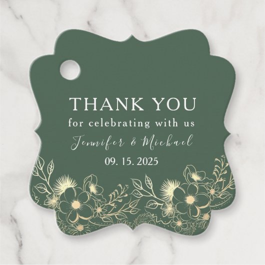 Elegant Gold Wedding Hartelijk dank voor uw favori Bedankjes Labels (Voorkant)