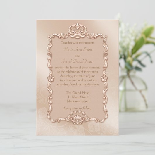 Elegant Gold Wedding Invitation Kaart (Staand voorkant)