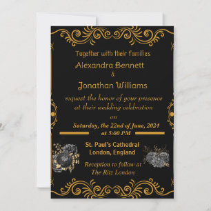 Elegant Gold Wedding Invitation Kaart